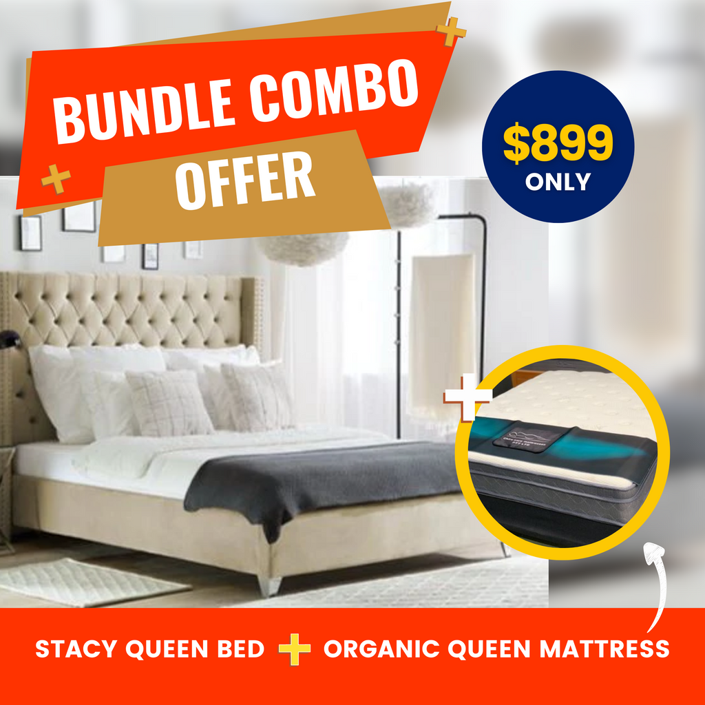 Stacy Queen Bed + Organic Queen Mattress Combo